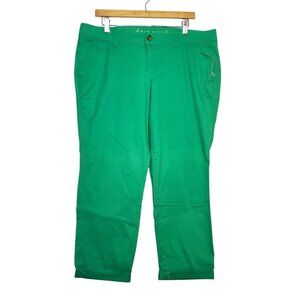 Old Navy Womens Green Regular Fit Pants Size 14 Cotton Blend Zip Closure Pockets